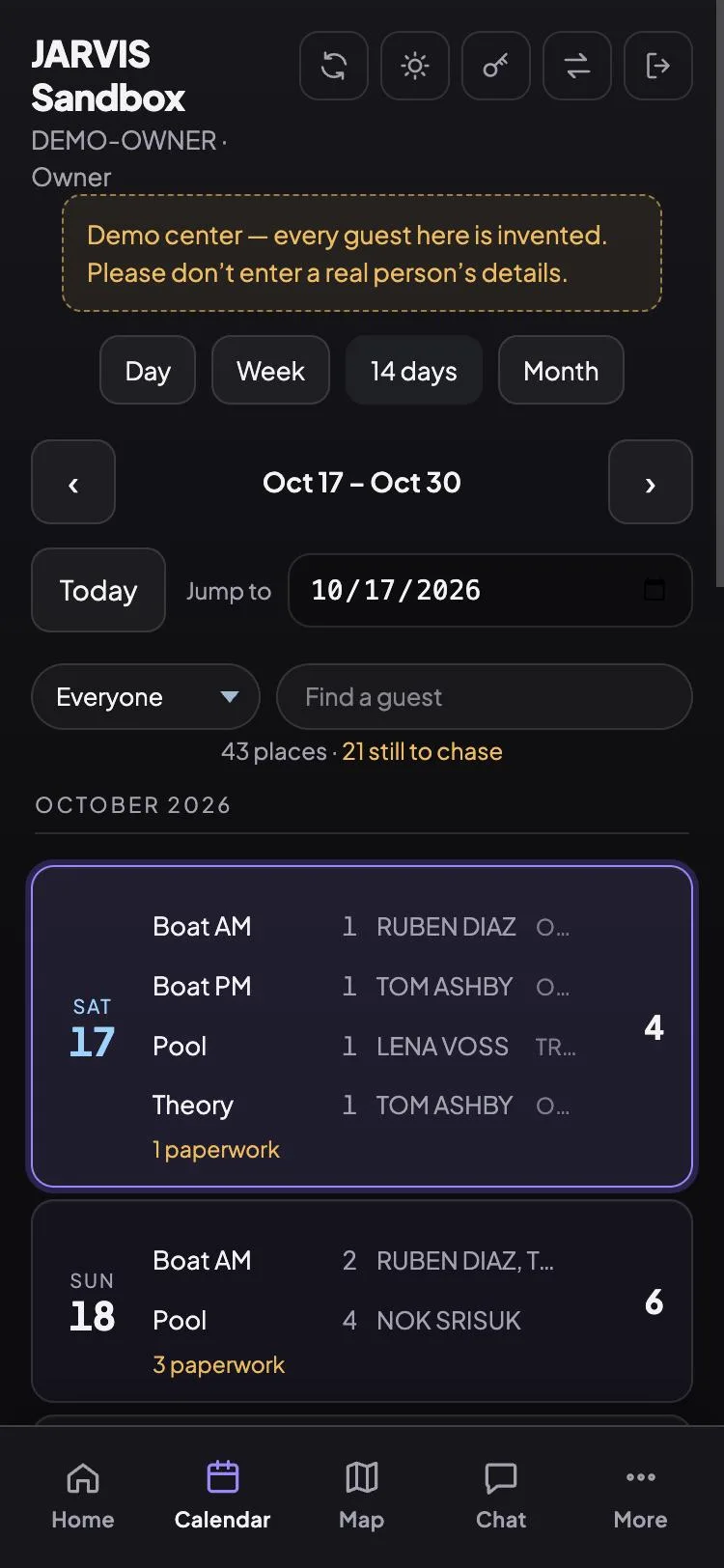 The JARVIS App calendar on a phone